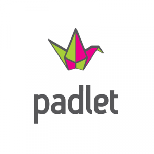 Padlet logo featuring a green and pink origami style swan with the word "Padlet" underneath